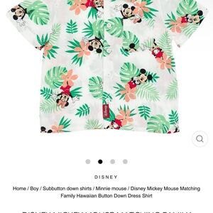 Disney Kids Hawaiian Button Down Shirt - White, Green, red, size 7/8